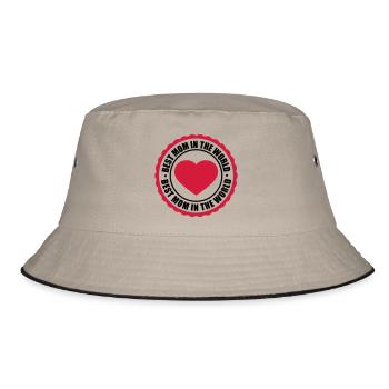 sticker sticker button circle round heart love mam - Bucket Hat - khaki/black - Front