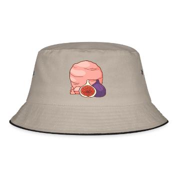 Feigenfrucht Eis Speiseeis Eiskrem Eiscreme - Bucket Hat - Khaki/Schwarz - Vorne
