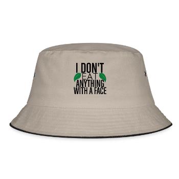 Veganer Vegetarier Tierschutz Geschenkidee - Bucket Hat - Khaki/Schwarz - Vorne