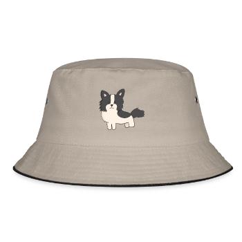 Hund Welpe Clipart Niedlich Puppy Dog Cute - Bucket Hat - khaki/black - Front