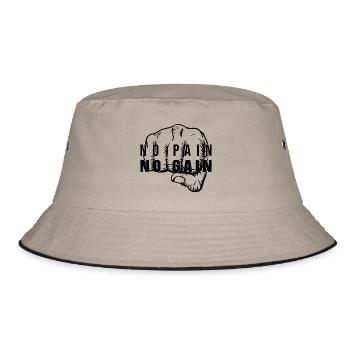 NO PAIN NO GAIN (b) - Bucket Hat - khaki/black - Front