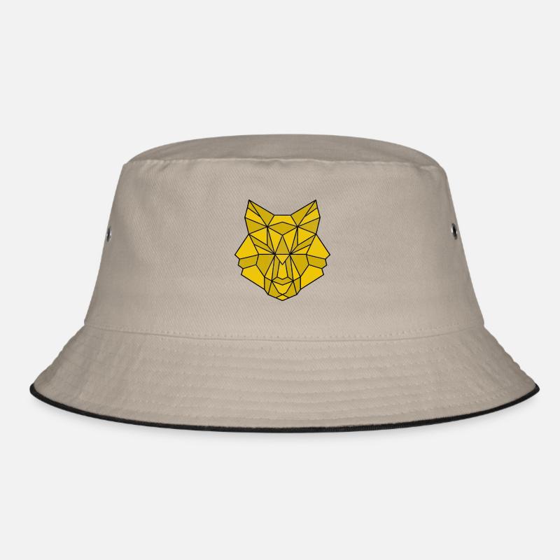Wolf Polygon Wölfe - Bucket Hat - Khaki/Schwarz