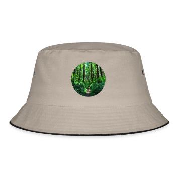 Forest forests trees nature green forest road forest ground - Bucket Hat - khaki/black - Front