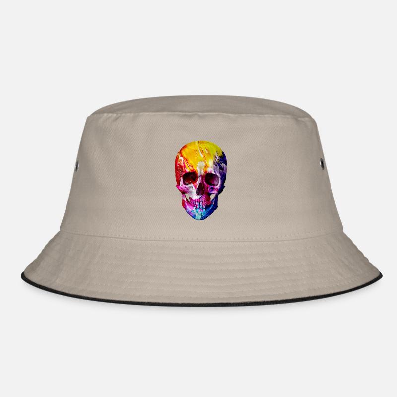 Tête de mort, skull, coloré, couleur - Bob - kaki/noir