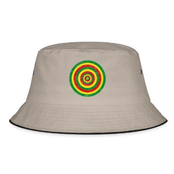 Rasta color circle vintage effect Jah - Bucket Hat - khaki/black - Front