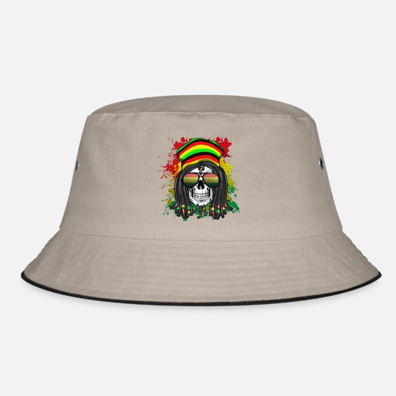 Rasta Skull in rainbow style Bucket Hat