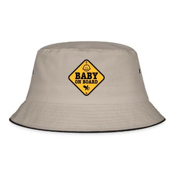 baby on board - Bucket Hat - Khaki/Schwarz - Vorne