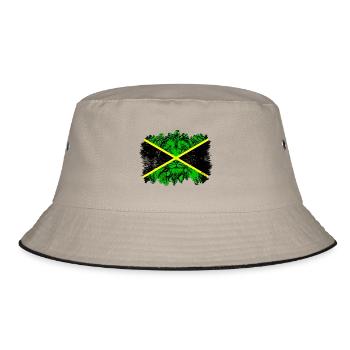 Neon Jamaika Dschungelflagge - Bucket Hat - Khaki/Schwarz - Vorne