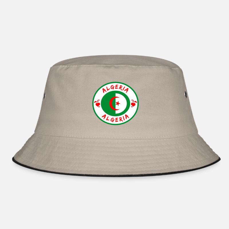 Algerien Kreis mit Nationalflagge Geschenk Algier - Bucket Hat - Khaki/Schwarz