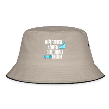 Gewichtheben Gym Fitness - Bucket Hat - Khaki/Schwarz - Vorne