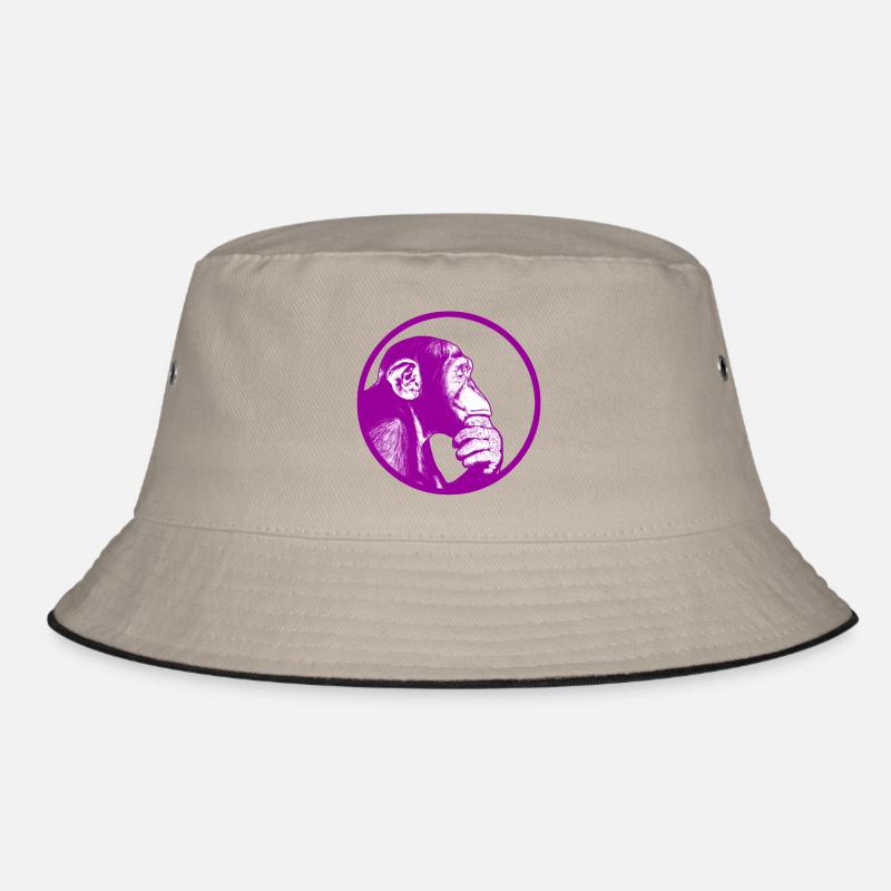 Denke nach Affe Schimpanse - Bucket Hat - Khaki/Schwarz
