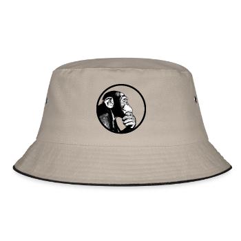 Denke nach Affe Schimpanse - Bucket Hat - Khaki/Schwarz - Vorne