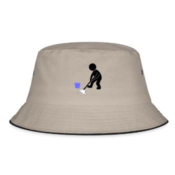 Cleaning cleaning man wiping - Bucket Hat - khaki/black - Front