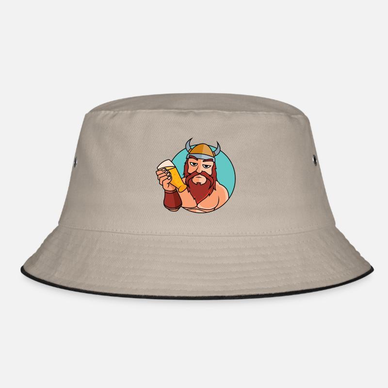 Wikinger mit Bierglas - Bucket Hat - Khaki/Schwarz