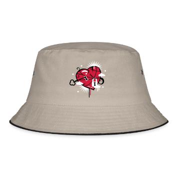 laced & repaired heart with keyhole - Bucket Hat - khaki/black - Front