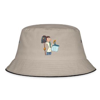Cleaning lady with mop and bucket - Bucket Hat - khaki/black - Front