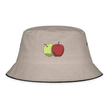 Roter und grüner Apfel - Bucket Hat - Khaki/Schwarz - Vorne