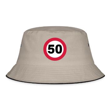 50.Geburtstag , 50 Jahre , Verkehrsschild 50 (25) - Bucket Hat - Khaki/Schwarz - Vorne