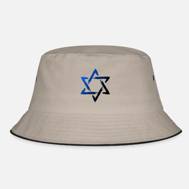 Davidstern Symbol - Bucket Hat - Khaki/Schwarz