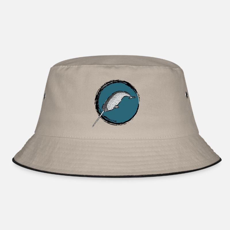 Narwal / Narwhal Design II - Bucket Hat - Khaki/Schwarz