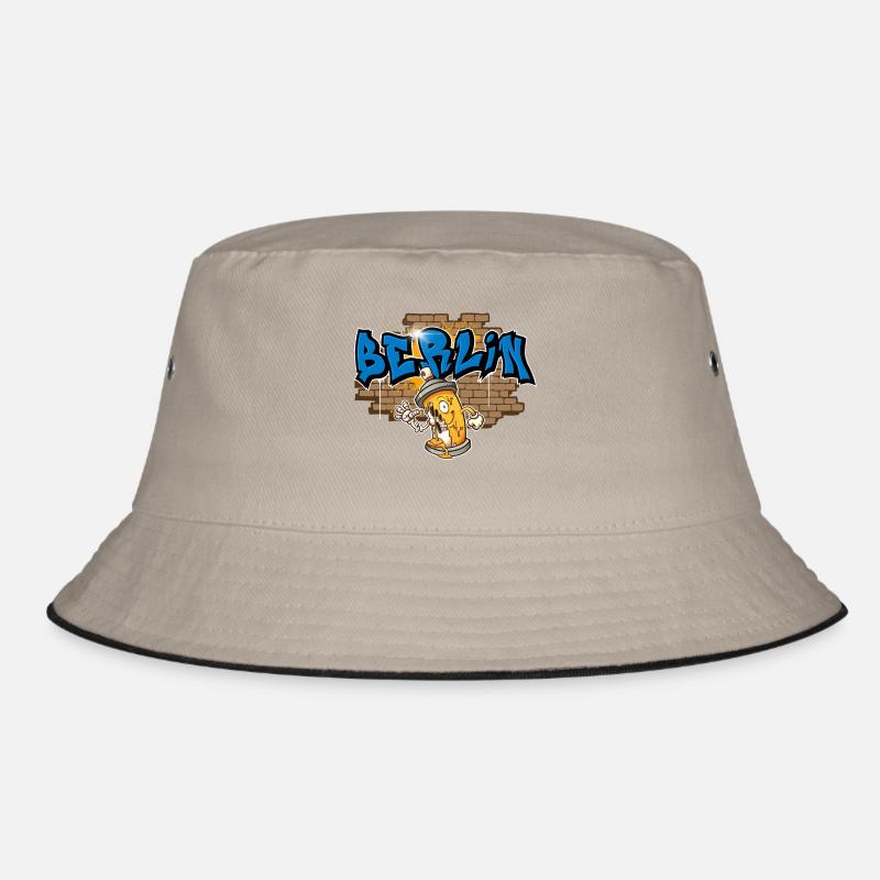 Berlin Graffiti - Bucket Hat - Khaki/Schwarz