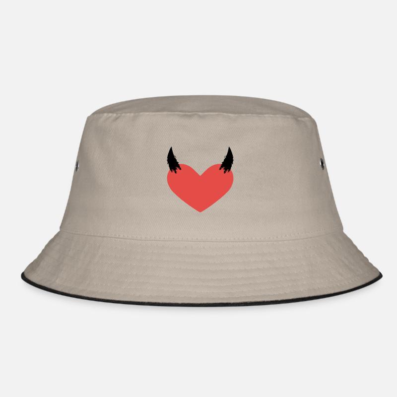 Heart devil horns evil symbol gift Bucket Hat