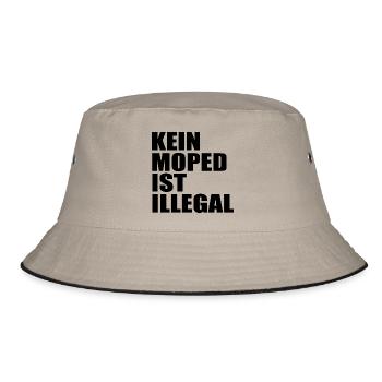 kein moped ist illegal - Bucket Hat - Khaki/Schwarz - Vorne