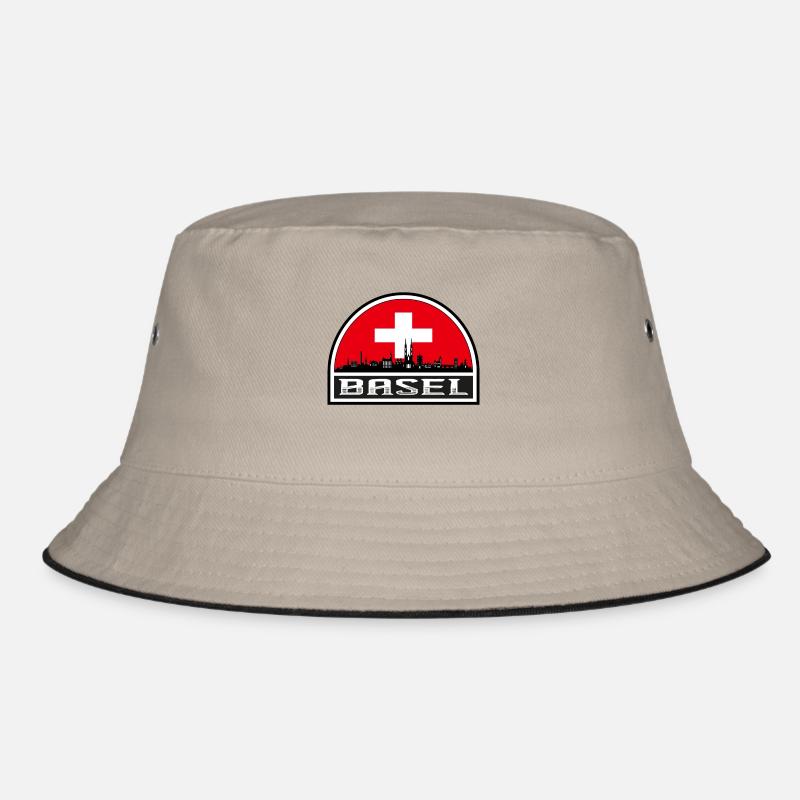 Basel Schweiz Skyline Silhouette Schweizer Flagge Tr Bucket Hat