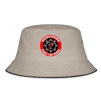 Naziallergiker - Fight the Virus - Warnhinweis - Bucket Hat - Khaki/Schwarz - Vorne