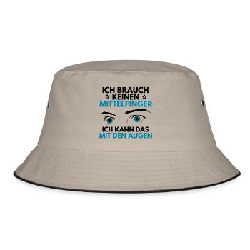 Ich brauch keinen Mittelfinger - Bucket Hat - Khaki/Schwarz - Vorne