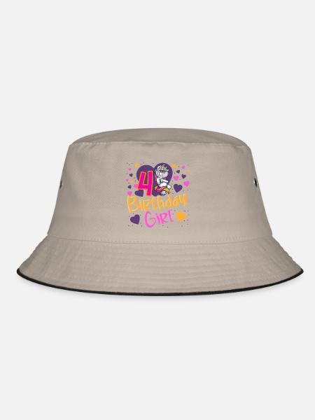 4 Jahre Mädchen Geburtstag - Bucket Hat - Khaki/Schwarz