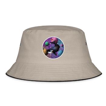 Orca im Raum - Bucket Hat - Khaki/Schwarz - Vorne
