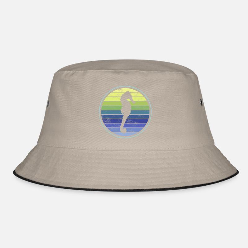 Seepferd Seepferdchen - Bucket Hat - Khaki/Schwarz
