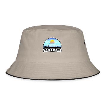 Nice France Skyline Vintage Sunset Travel Souvenir - Bucket Hat - khaki/black - Front