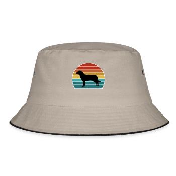 Entlebucher Sennenhund Silhouette Vintage Sonnenuntergang - Bucket Hat - Khaki/Schwarz - Vorne