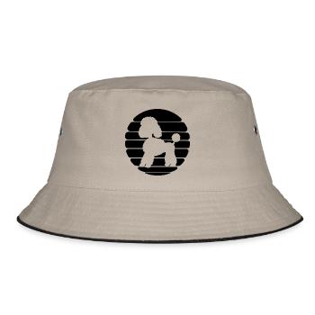 Pudel Design Sunset Herrchen Frauchen - Bucket Hat - Khaki/Schwarz - Vorne