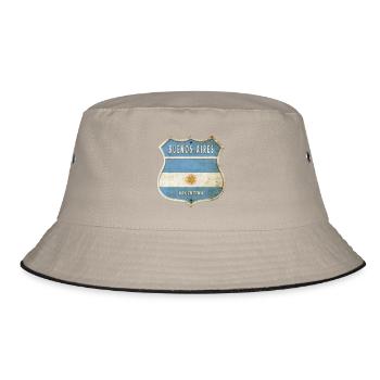 Buenos Aires Argentinien Wappen Flaggen Design - Bucket Hat - Khaki/Schwarz - Vorne