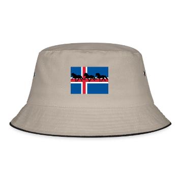 Islandflagge Tölter - Bucket Hat - Khaki/Schwarz - Vorne