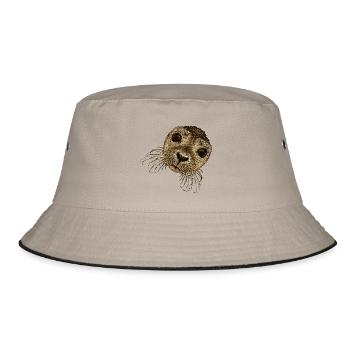 süße Wassertiere, robbengesicht, süße tiermotive - Bucket Hat - Khaki/Schwarz - Vorne