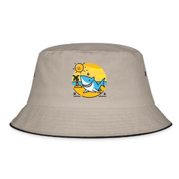 Shark on the beach bathes in the sun - Bucket Hat - khaki/black - Front