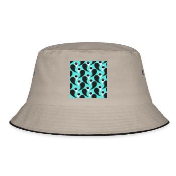 orientalische grafik, Paysleymuster blautöne - Bucket Hat - Khaki/Schwarz - Vorne