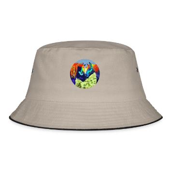 Horse Couple Popart Circle Design - Bucket Hat - khaki/black - Front