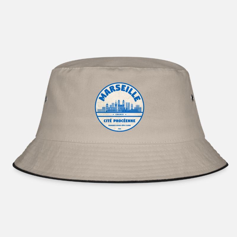 Marseille Cité Phocéenne Emblem - Bucket Hat - Khaki/Schwarz