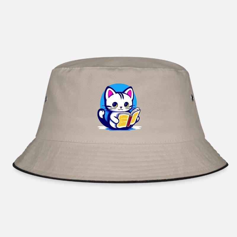 Cat reads a book Bucket Hat