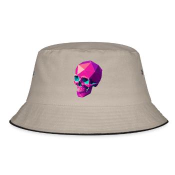 Geometrischer Schädel - Bucket Hat - Khaki/Schwarz - Vorne