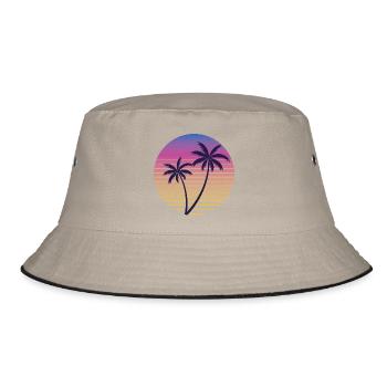 Palmier Crépuscule Vintage - Bucket Hat - Khaki/Schwarz - Vorne