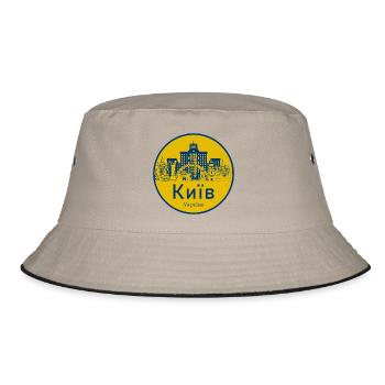Kiew Skyline Abzeichen Ukraine - Bucket Hat - Khaki/Schwarz - Vorne