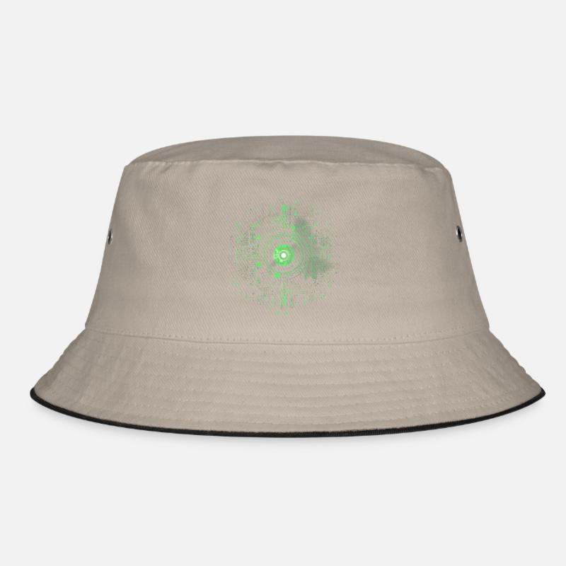 Matrix Style, Signs, Symbols, Cyber, SciFi, Code - Bucket Hat - khaki/black