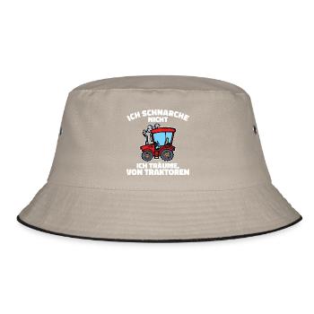 Biobauer Kraftfahrzeug Schlepper Traktor Statement - Bucket Hat - Khaki/Schwarz - Vorne