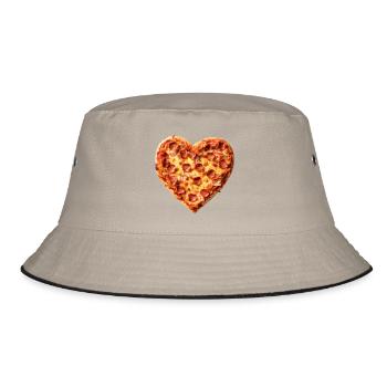 Heart Pepperoni Pizza Pattern - Bucket Hat - khaki/black - Front